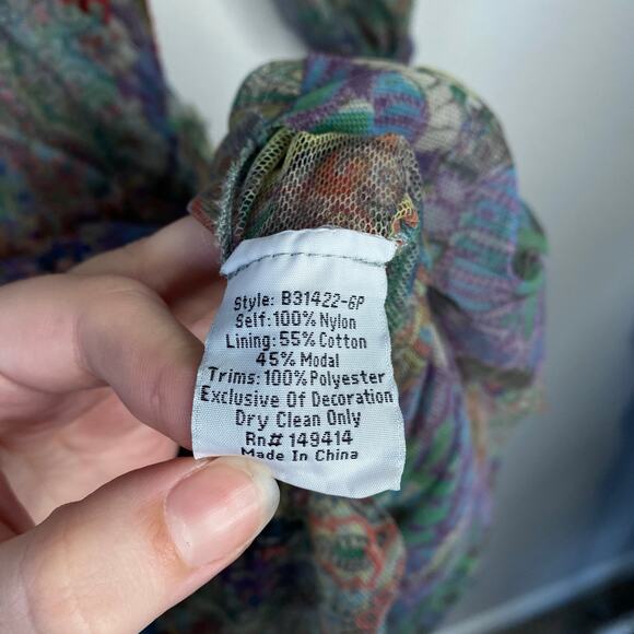 JOHNNY WAS Biya Wilde Mesh Dress Embroidered Boho Size XS Petite Floral Fall - Picture 11 of 15